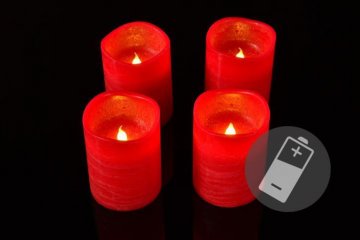 Dekorativní sada 4 adventní LED svíčky, červené