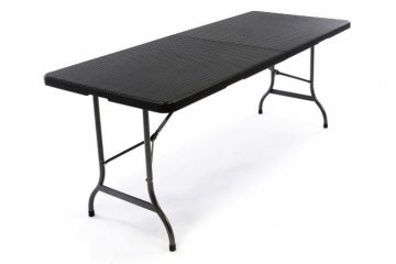 Skládací zahradní stůl v ratanovém designu - černý 180x75 cm Skládací zahradní stůl v ratanovém designu - černý 180x75 cm
