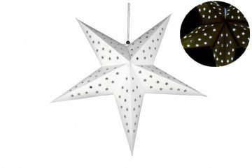 Vánoční hvězda s časovačem 60 cm, 10 LED, bílá Vánoční hvězda s časovačem 60 cm, 10 LED, bílá