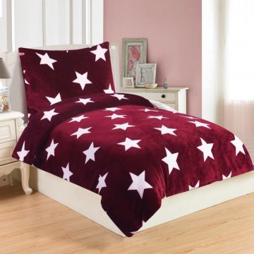 Mikroplyšové ložní prádlo STARS BORDO Mikroplyšové ložní prádlo STARS BORDO
