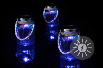Sada 3 ks dekorativní solární osvětlení - závěsná sklenice - LED měnící barvu Sada 3 ks dekorativní solární osvětlení - závěsná sklenice - LED měnící barvu
