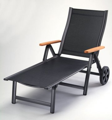 Zahradní polohovací lehátko ASS COMFORT - antracit + černé Zahradní polohovací lehátko ASS COMFORT - antracit + černé