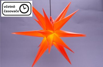 Vánoční dekorace - hvězda s časovačem 1 LED, 55 cm, červená Vánoční dekorace - hvězda s časovačem 1 LED, 55 cm, červená