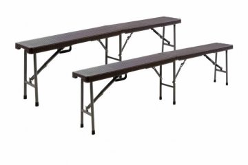 Zahradní sada 2 ks lavic - hnědý ratanový design 180x25 cm Zahradní sada 2 ks lavic - hnědý ratanový design 180x25 cm