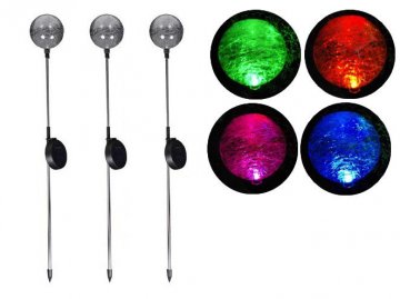 Zahradní sada solárních LED lamp - 3 skleněné koule s barevnou změnou Zahradní sada solárních LED lamp - 3 skleněné koule s barevnou změnou