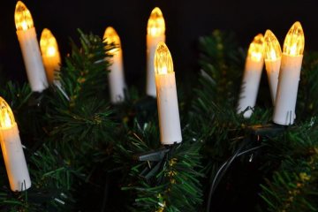 Klasické svíčky na vánoční stromek, teple…
