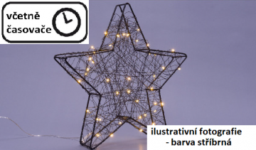 Vánoční kovová hvězda s 3D efektem - stříbrná, 25 LED diod Vánoční kovová hvězda s 3D efektem - stříbrná, 25 LED diod