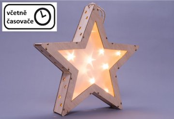 Vánoční dřevěná hvězda s 3D efektem, 10 LED Vánoční dřevěná hvězda s 3D efektem, 10 LED