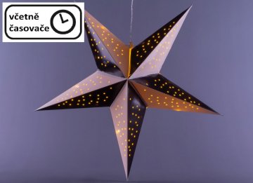 Vánoční dekorace hvězda s časovačem - 10 LED, černo-bílá Vánoční dekorace hvězda s časovačem - 10 LED, černo-bílá