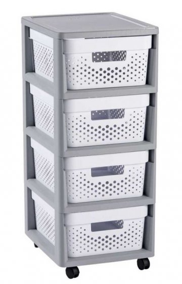 INFINITY DOTS regál se šuplíky 4 x 11 L - bílý INFINITY DOTS regál se šuplíky 4 x 11 L - bílý