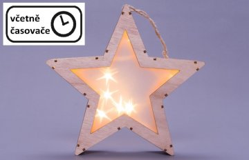 Vánoční dřevěná hvězda s 3D efektem, 8 LED Vánoční dřevěná hvězda s 3D efektem, 8 LED