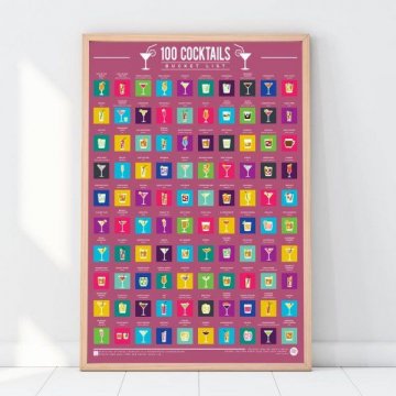 Stírací plakát 100 nejlepších koktejlů - Bucket list Stírací plakát 100 nejlepších koktejlů - Bucket list