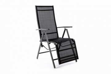 Zahradní hliníkové skládací křeslo s podnožkou RELAX - antracit Zahradní hliníkové skládací křeslo s podnožkou RELAX - antracit