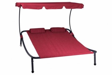Zahradní lehátko Divero Ohrid se stříškou a kolečky pro 2 osoby - 202 x 189 x 152 cm Zahradní lehátko Divero Ohrid se stříškou a kolečky pro 2 osoby - 202 x 189 x 152 cm