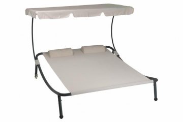 Zahradní lehátko Divero Ohrid se stříškou a kolečky pro 2 osoby - 202 x 189 x 152 cm Zahradní lehátko Divero Ohrid se stříškou a kolečky pro 2 osoby - 202 x 189 x 152 cm