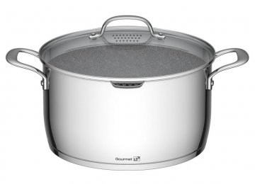 Hrnec G21 Gourmet Miracle s cedníkem a poklicí, nerez/greblon - 28 cm Hrnec G21 Gourmet Miracle s cedníkem a poklicí, nerez/greblon - 28 cm