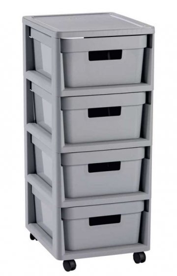 Regál se šuplíky 4x11L INFINITY - šedý Regál se šuplíky 4x11L INFINITY - šedý