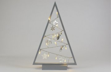 Šedá světelná vánoční dekorace - 15 LED, teple bílá Šedá světelná vánoční dekorace - 15 LED, teple bílá